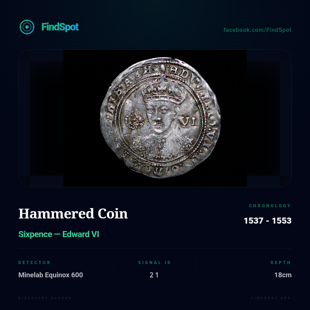 Edward VI Sixpence shared via FindSpot