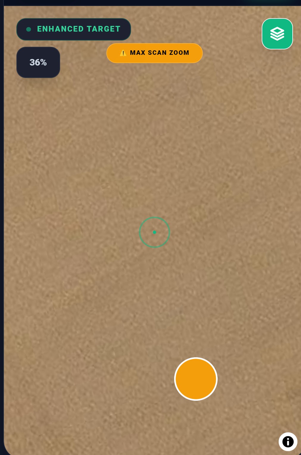 A plain field scan showing one isolated target without landscape context