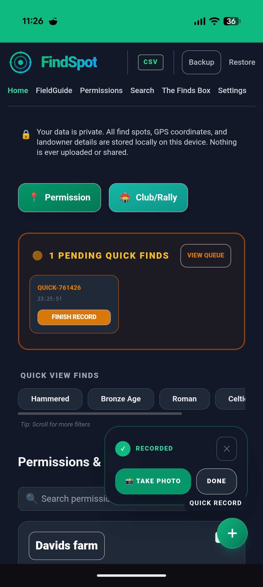 Quick Capture Interface